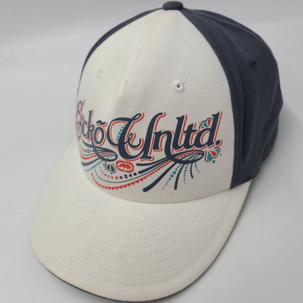 Vintage Ecko Unltd Hat Fitted (Seems M-L) White Blue Skate Skateboard Surf Men